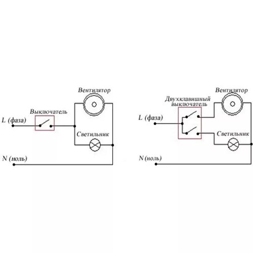 Подключение вентилятора двух выключателей Способы подключения вытяжного вентилятора