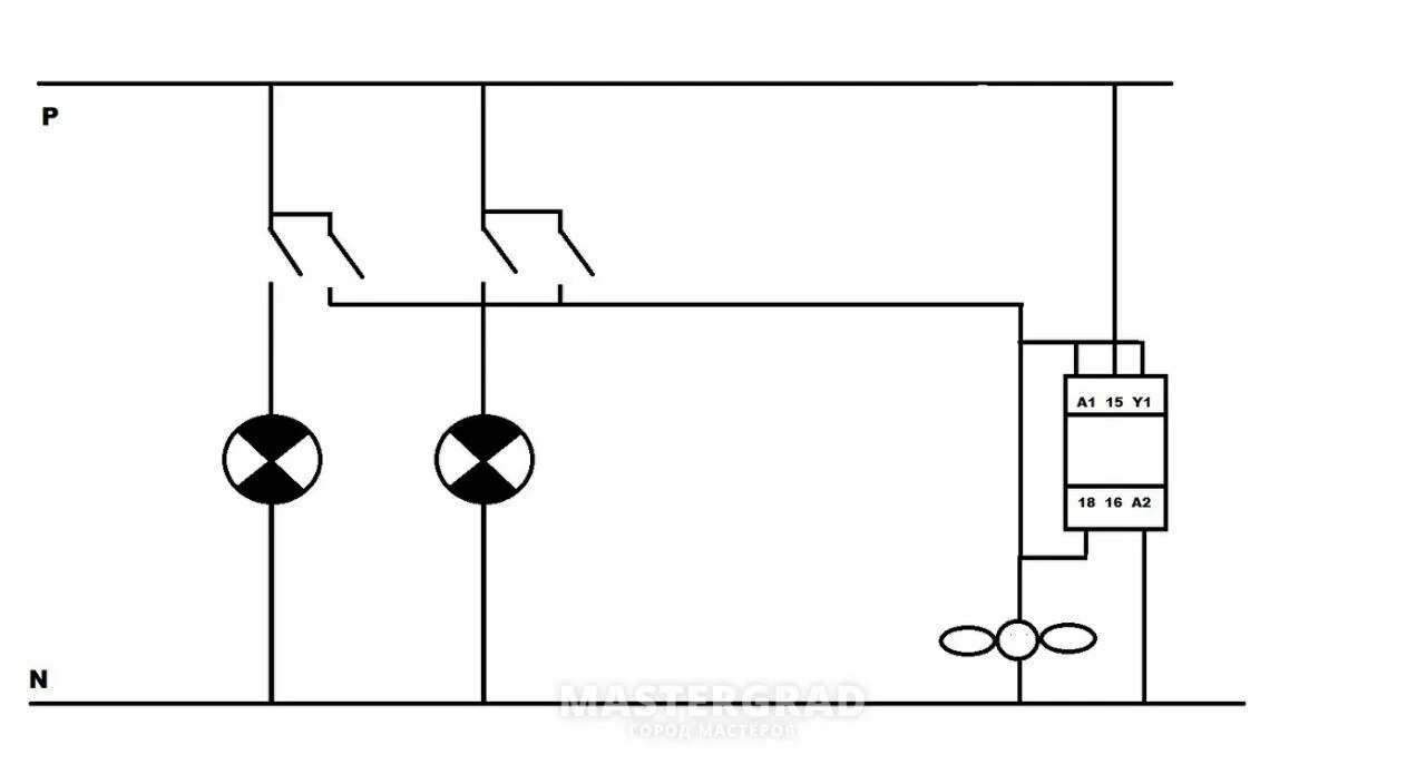Подключение вентилятора двух выключателей Схема подключения вентилятора через выключатель: найдено 87 изображений