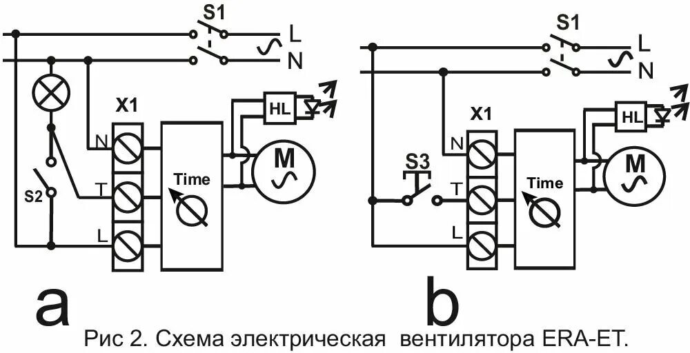 Подключение вентилятора эра 4 с нт ERA 5C ET, Вентилятор осевой вытяжной с обратным клапаном, электронным таймером 