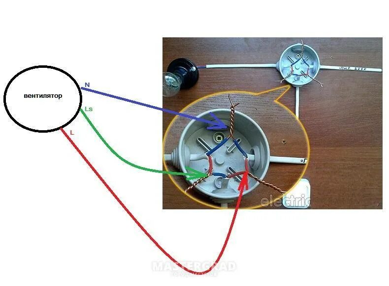 Подключение вентилятора к лампочке Как подключить вентилятор в ванной к выключателю: схемы подключения
