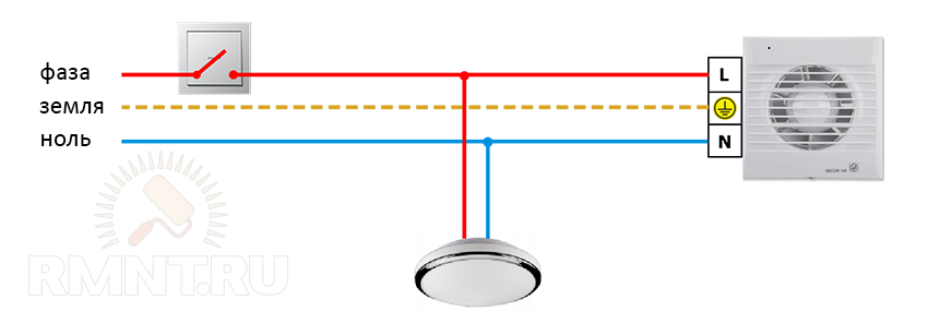 Подключение вентилятора к выключателю света Вентиляция в туалете и ванной: как сделать принудительную вытяжку Строительный п