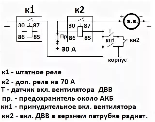 Подключение вентилятора камаз евро 3 через кнопку Название темы: схема автоматики Охлаждения вдигателя (Комментарий #10)