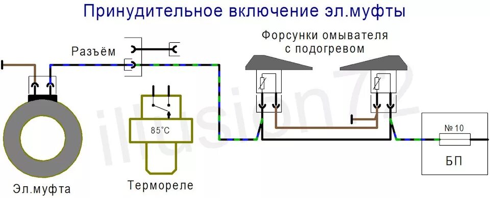 Подключение вентилятора камаз евро 3 через кнопку Схема подключения эл.муфты вентилятора охлаждения двигателя - Mercedes-Benz 190 