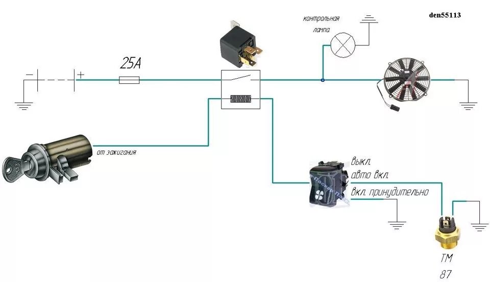 Подключение вентилятора охлаждения через кнопку Доп. электровентилятор охлаждения - Lada 4x4 3D, 1,7 л, 1995 года электроника DR