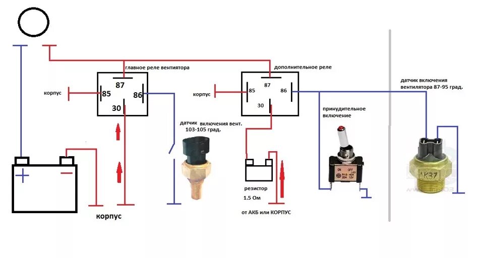 Подключение вентилятора охлаждения через реле и датчик Турбо помпа "ЛУЗАР 2" и включение вентилятора от кнопки ваз 2114 - DRIVE2