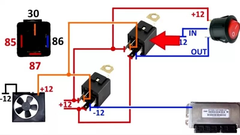 Подключение вентилятора охлаждения через реле ваз Как подключить кнопку включения вентилятора охлаждения на приоре - фото - АвтоМа