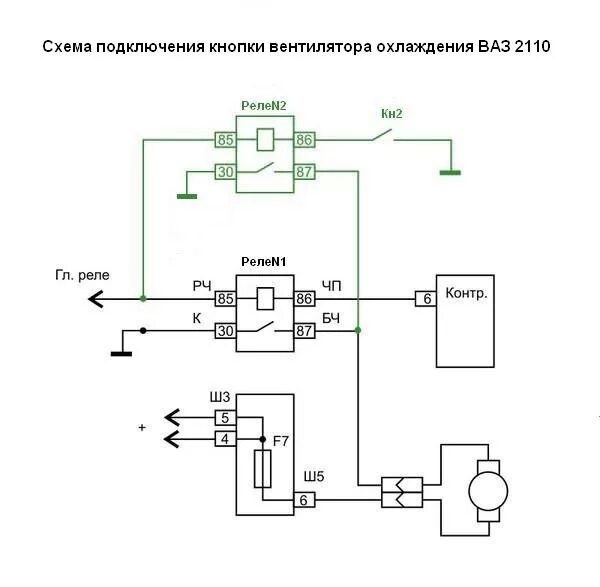 Подключение вентилятора охлаждения ваз 2110 с аккумулятора Кнопка вентилятора. - Lada 21102, 1,5 л, 2001 года электроника DRIVE2