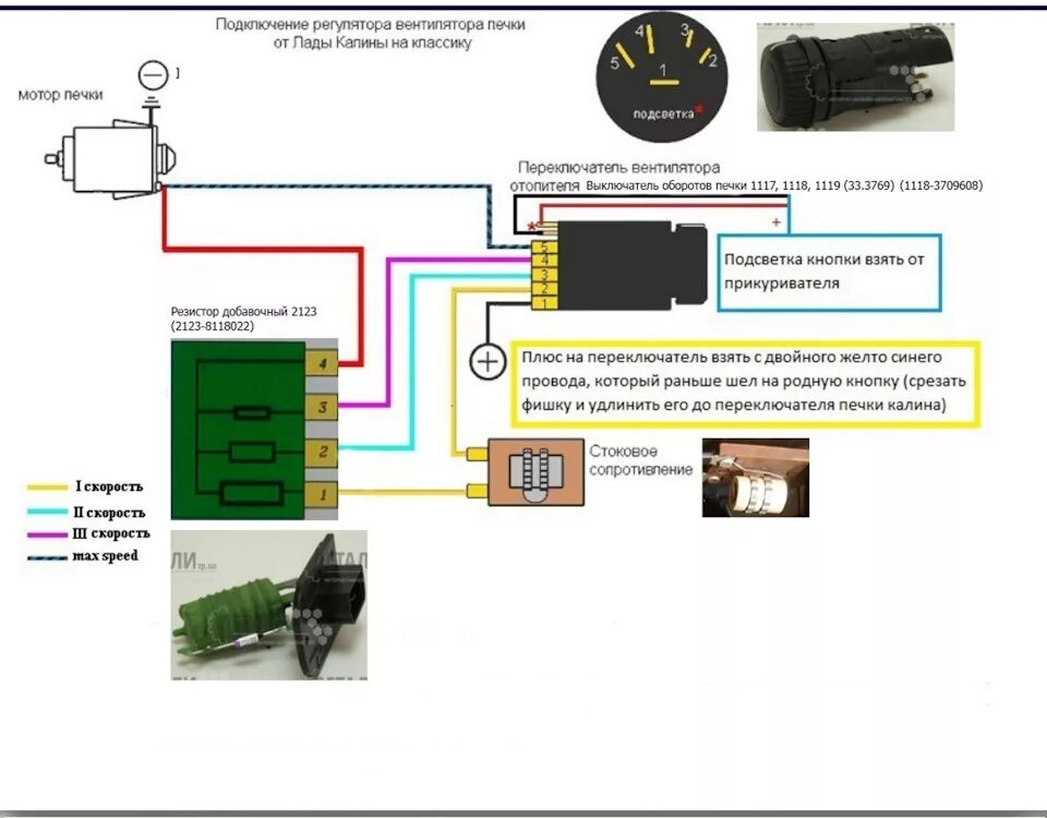 Подключение вентилятора печки ваз 4х скоростное включение вентилятора печки ВАЗ 2106 - Lada 21063, 1,3 л, 1990 год