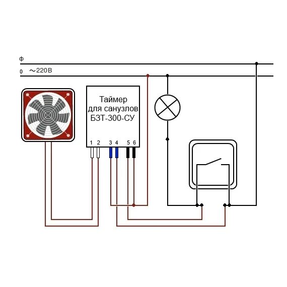 Подключение вентилятора с таймером через выключатель Ответы Mail.ru: Подключение Вытяжного вентилятора