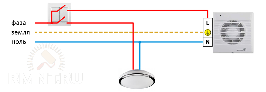 Подключение вентилятора в ванной от лампочки Вентиляция в туалете и ванной: как сделать принудительную вытяжку Строительный п