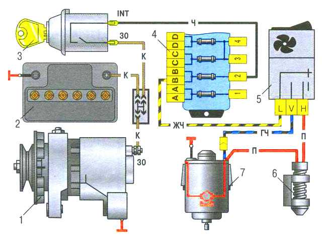 Подключение вентилятора ваз 2106 Схема вентилятора 2106