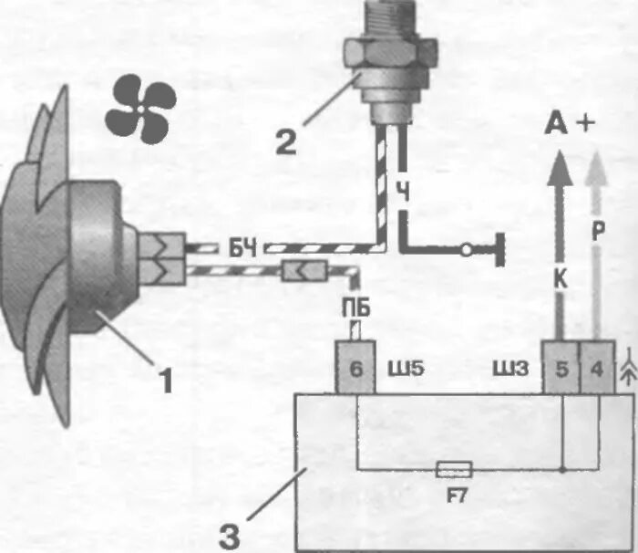 Подключение вентилятора ваз 2107 карбюратор Ваз 2105 вентилятор охлаждения схема - фото