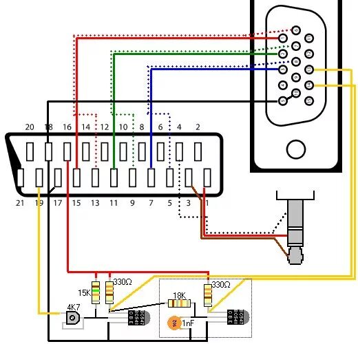 Подключение vga к hdmi телевизора Connection diagram Vga connector, Electronic circuit projects, Electronic schema