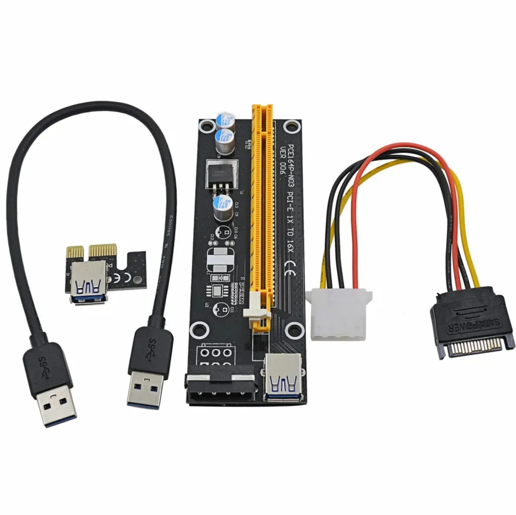 Подключение видеокарт к матери без pci e Характеристики Райзер Riser PCI-E 1x-16x, Sata Ver 007S ( Майнинг ), подробное о