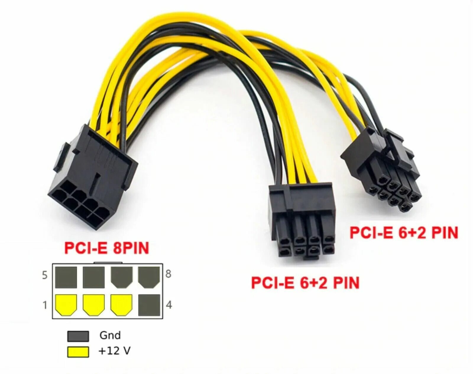 Подключение видеокарты 16 pin к блоку питания PCI-E 8-Pin до 2x 6+2-Pin (6-pin/8-pin) Power разветвитель PCIe PCI Express eBay