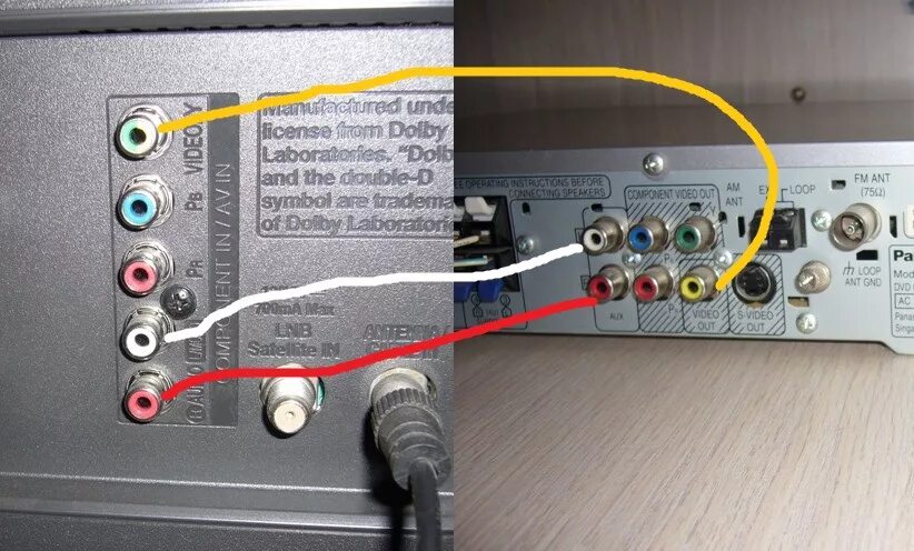 Подключение видеомагнитофона к современному телевизору через тюльпан Подключение маруси к телевизору