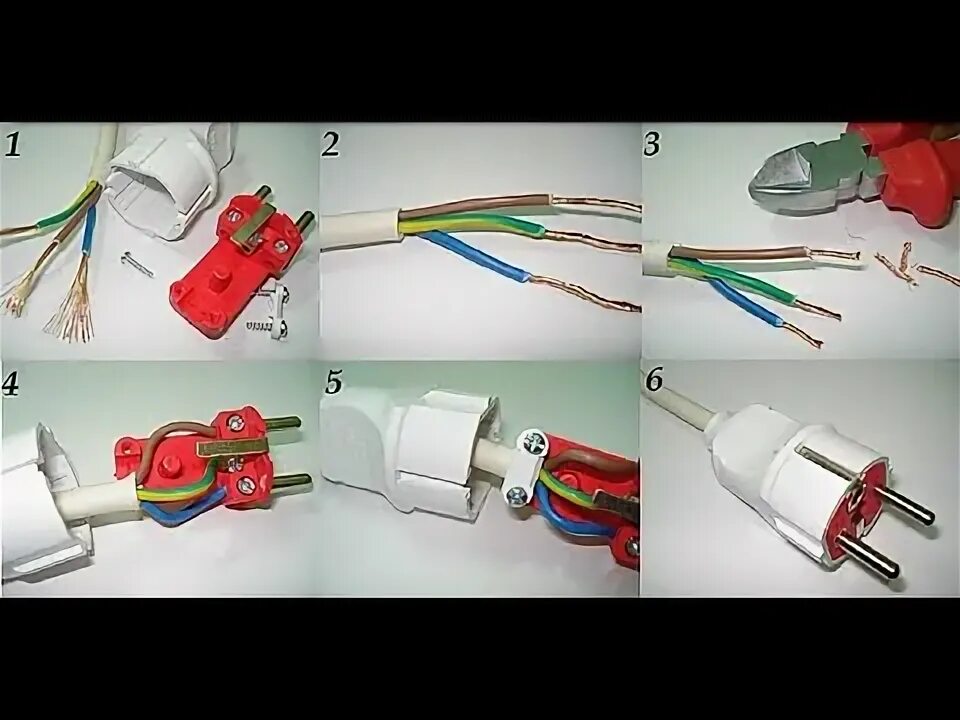 Подключение вилки с заземлением по цветам проводов Как подключить вилку к проводу - YouTube