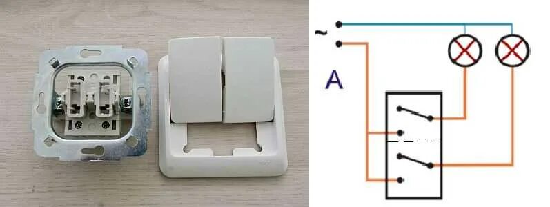 Подключение включателя выключателя Подключение двухклавишного выключателя: схемы, способы