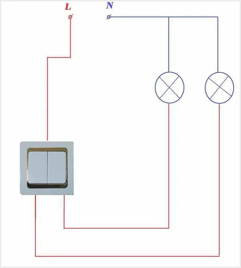Подключение включателя выключателя света двойного схема подключения Как подключить выключатель с двумя клавишами схема - найдено 66 картинок