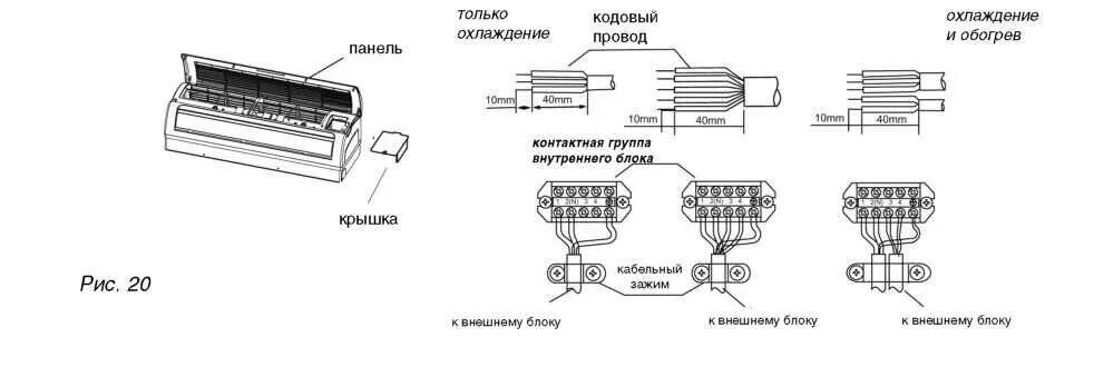 Подключение внешнего блока кондиционера к внутреннему схема Подключение блоков сплит системы схема - найдено 77 картинок