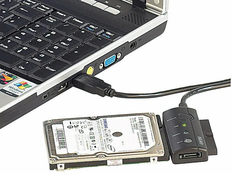 Подключение внешнего жесткого диска через usb c-enter Festplatten-Adapter IDE/SATA auf USB2.0 mit OneTouch Backup