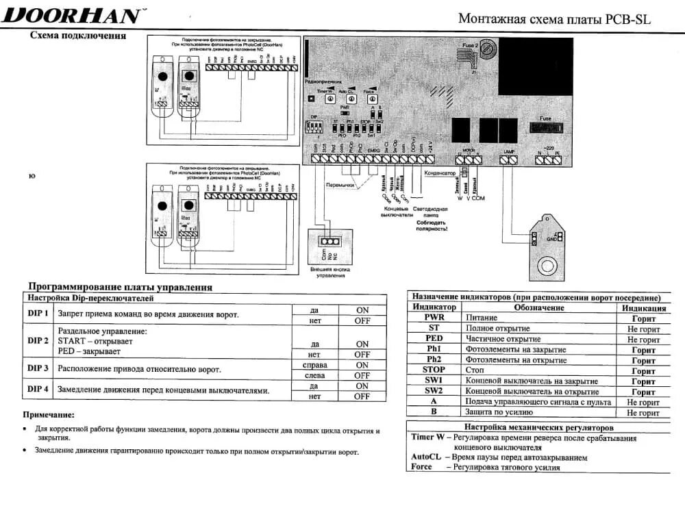 Подключение внешней кнопки к воротам дорхан PCB-SL: Плата управления PCB-SL для приводов Sliding, Barrier (DOORHAN), купить 