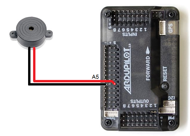 Подключение внешних устройств к apm 2.8 Buzzer_ConnectionDiagram Visser I/O