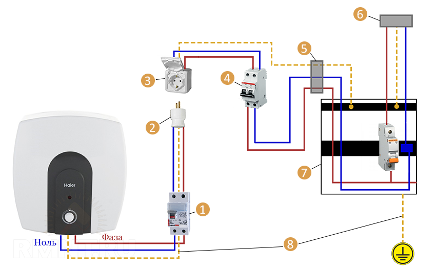 Подключение водонагревателя через автомат Подключение проводов бойлера