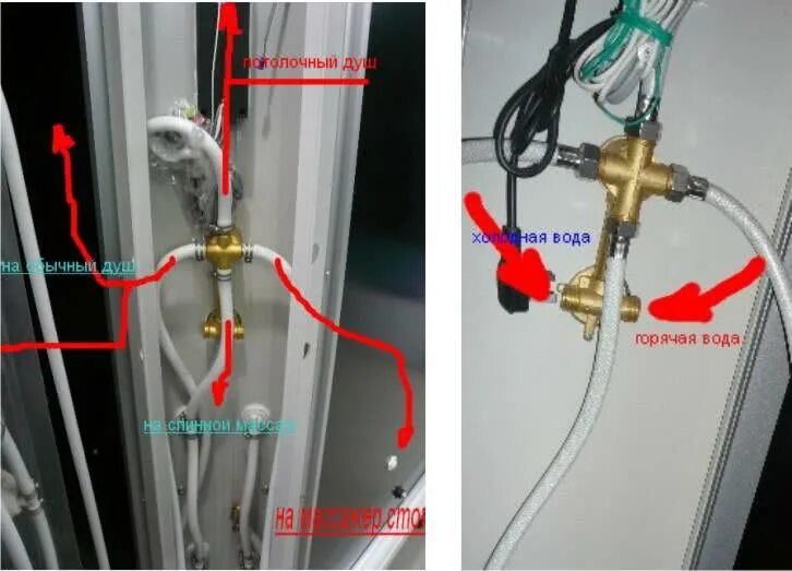 Подключение воды к душу Инструкция по сборке душевой кабины / Монтаж и комплектующие / Душевая кабина / 