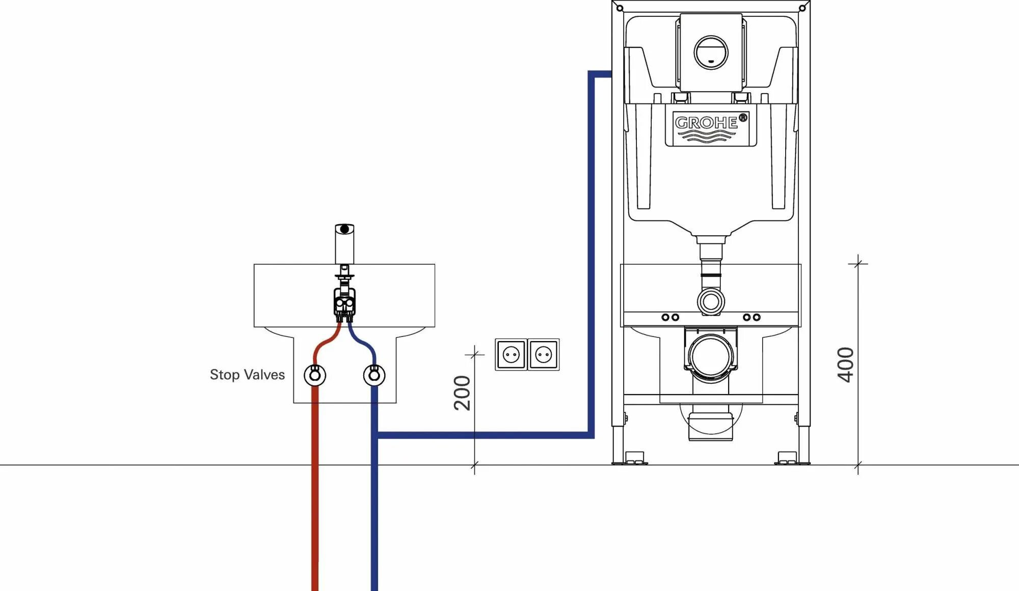 Подключение воды к инсталляции Панель смыва для унитаза Grohe Nova Light (3 режима смыва), хром - купить в Океа