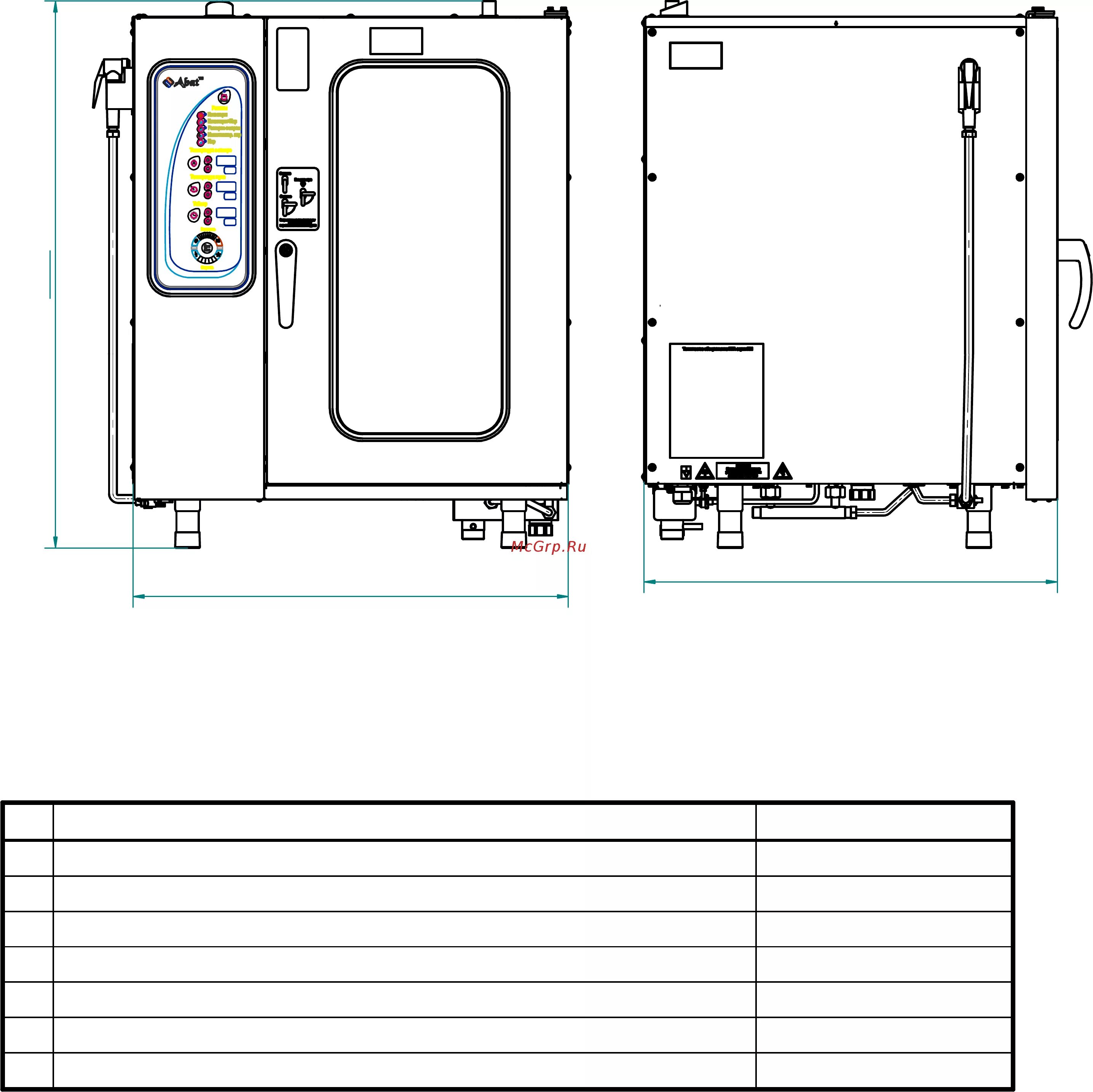 Подключение воды к пароконвектомату абат Abat ПКА 10-1/1ПМ-01 с автоматической мойкой Технические параметры онлайн