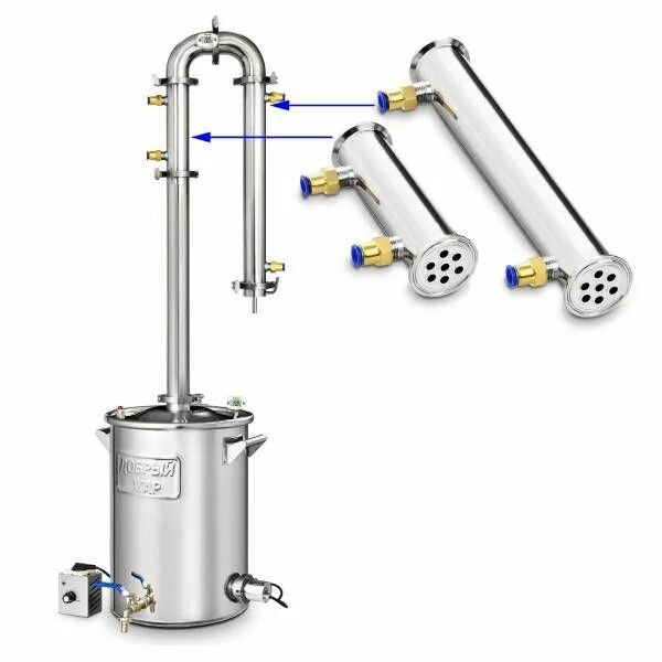 Подключение воды к самогонному аппарату с дефлегматором Самогонный аппарат Добрый Жар "Абсолют 7" колонна 2 дюйма 40 литров, дистиллятор