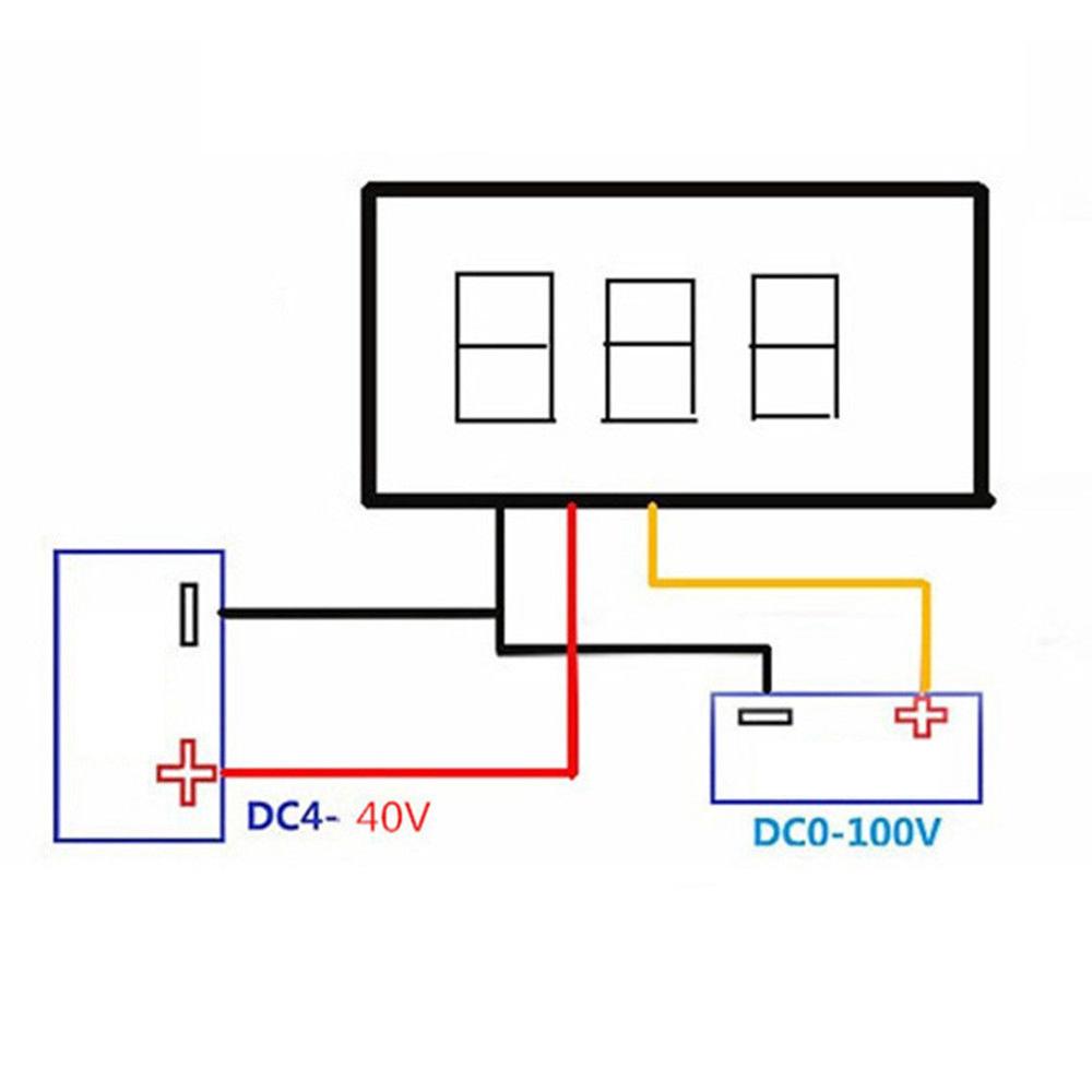 Подключение вольтметра 3 провода Yellow 0.28" LED DC 0-100V Voltmeter Digital Display Voltage VOLT METER 3-Wires 