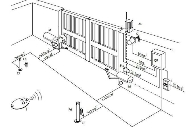 Подключение ворот с электроприводом в частном доме Автоматика для распашных ворот: с калиткой и без, схемы и чертежи