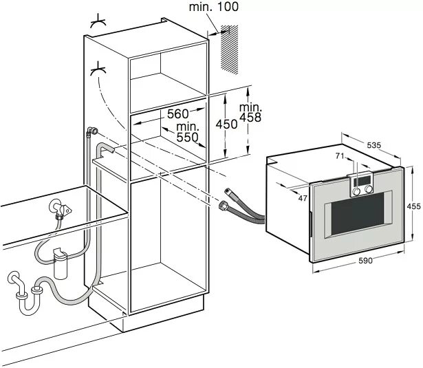 Подключение встроенной электрической духовки Духовой шкаф-пароварка Gaggenau BS 471-110 в Санкт-Петербурге купите в официальн