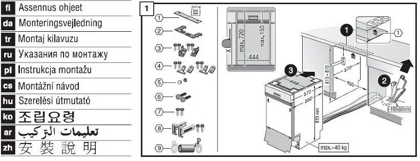 Подключение встроенной посудомоечной машины bosch Монтажный лист рис.1 на ПММ BOSCH SRI45T15EU - Альбом #5 Cхемы - wwest - Участни