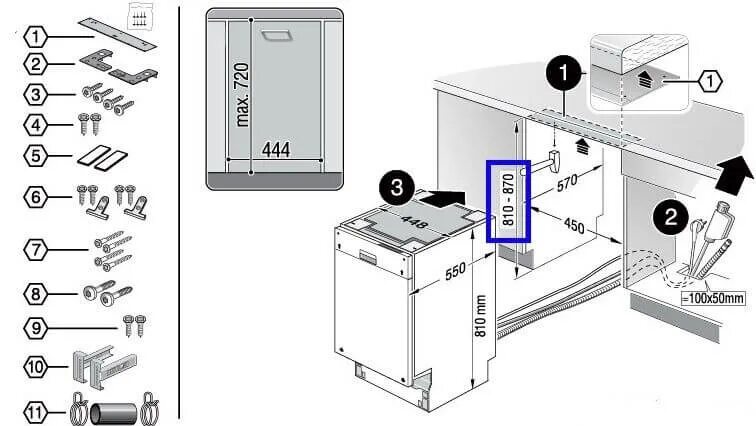 Подключение встроенной посудомоечной машины bosch Крепеж для посудомоечной машины фото, видео - 38rosta.ru