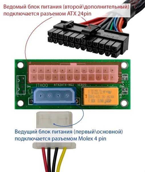 Подключение второго блока питания Подключить два блока питания