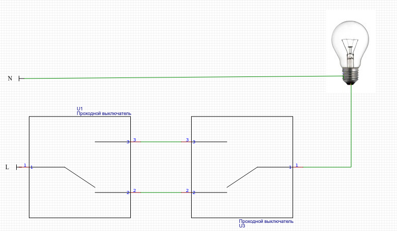Подключение выключателей 6 6 Проходной выключатель схема подключения Электрика в быту Дзен