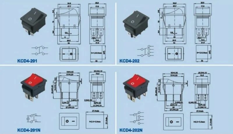 Подключение выключателя 4 контакта Кнопка kcd4 Bel-Okna.ru