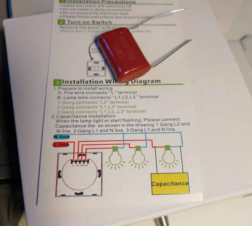 Подключение выключателя через конденсатор Как подключить умный сенсорный выключатель
