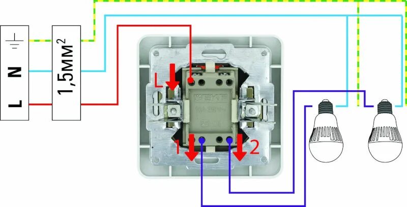 Подключение выключателя двухклавишного лексман схема Выключатель и диммер: как управлять освещением из нескольких мест? - Продукция -