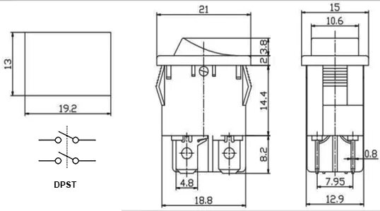 Подключение выключателя kcd1 Выключатель OFF-ON RWB-208 (SWR-45, KCD1-104) 6A/250V 4c -красный- купить недоро