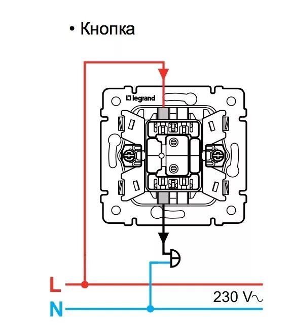 Подключение выключателя легран с одной клавишей Купить - Кнопка без фиксации Legrand 770111, Valena - алюминий