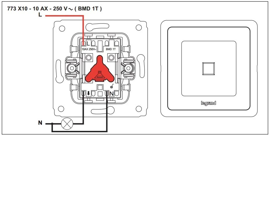 Подключение выключателя легран с подсветкой LEGRAND 773610 - Łącznik jednobiegunowy z podświetleniem. Jak to podłączyć?