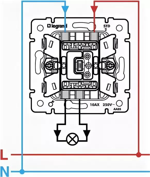 Подключение выключателя legrand Перейти на страницу с картинкой