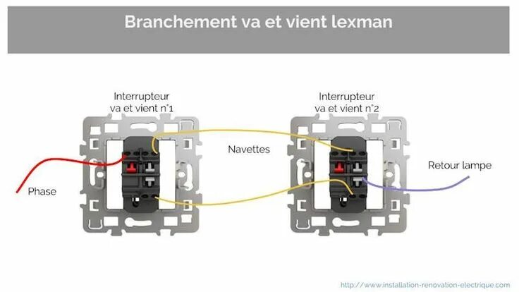 Подключение выключателя lexman 1 клавиша va-et-vient lexman Schéma électrique, Electrique, Va et vient electrique