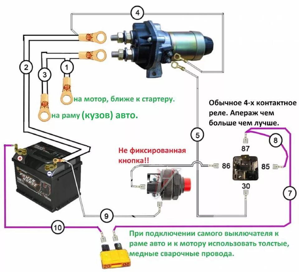 Подключение выключателя массы 12 вольт Безопасность) Установка выключателя массы. - Hyundai HD 72, 3,2 л, 2007 года сво