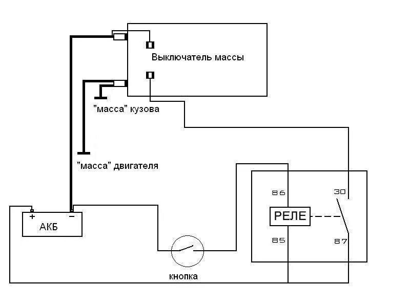 Подключение выключателя массы 12 вольт схема Дистанционный размыкатель "массы" для лебёдки - УАЗ 3151, 2,5 л, 1994 года элект