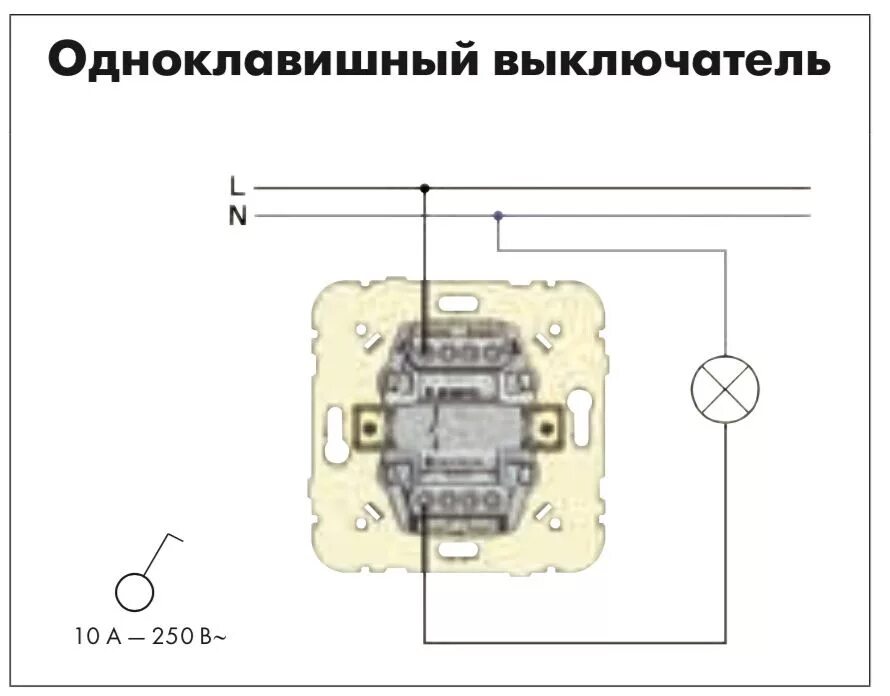 Подключение выключателя одноклавишного фото Схема подключения одноклавишного выключателя фото - DelaDom.ru